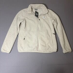NWT New Balance Fleece Jacket Womens Small Cream Sherpa Full Zip Mock Neck